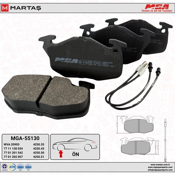 MGA 55130 Ön Fren Balatası Renault R9 - R11 - R19 / Clio 3