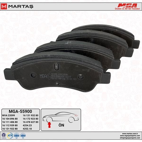 MGA 55695  Fren Balatası Arka-(Peugeot: 308 II 1.2Vtı 1.2Thp 1.6 HDI 2.0 HDI 2013-Citroen: C4